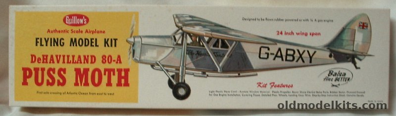 Guillows De Havilland DH-80A Puss Moth - 24 inch Wingspan RC/CL/Rubber Powered Kit, 306 plastic model kit